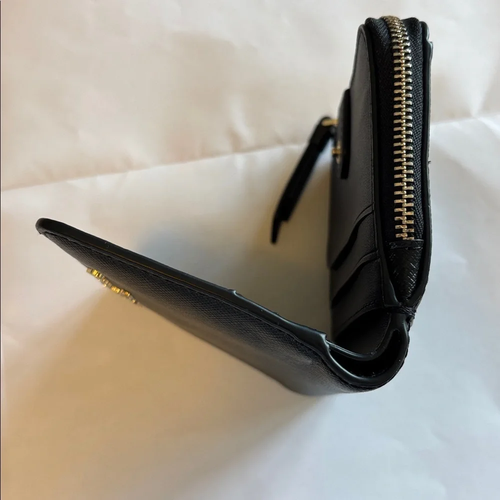 Kate Spade New York black and silver staci saffiano leather wallet purse